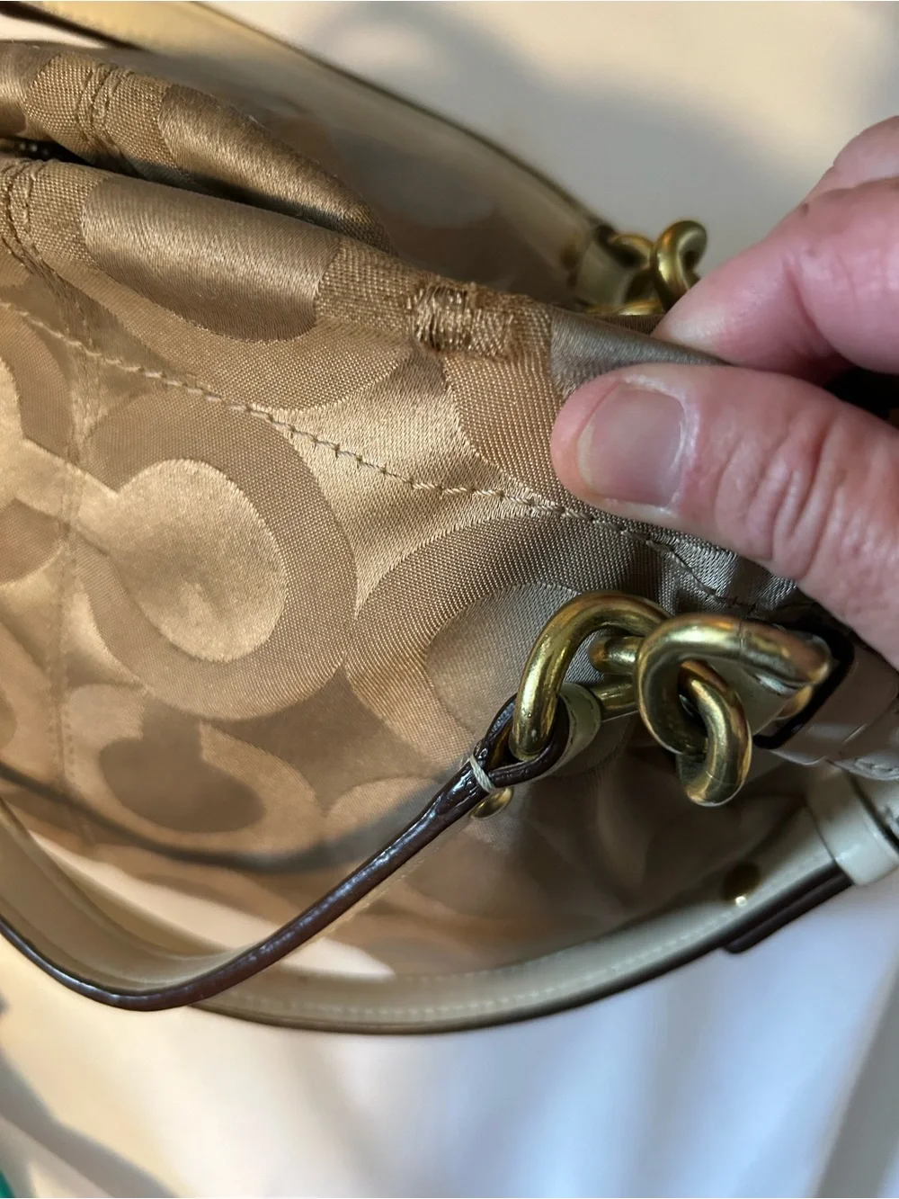 Coach Signature Op Art Sateen Brooke Hobo Shoulder Bag
